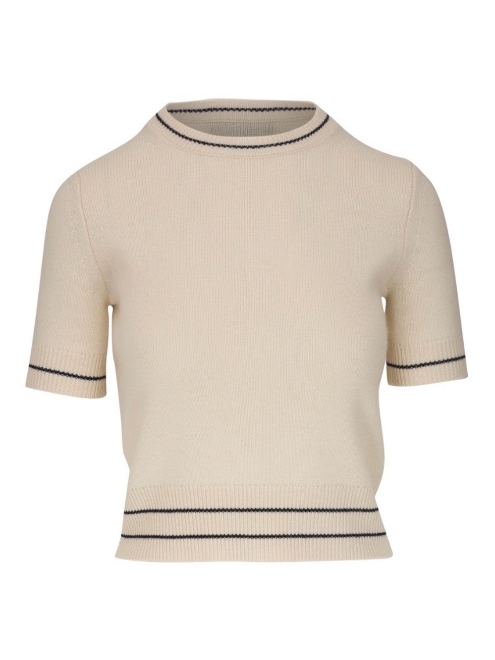 Nili Lotan Shilo Ivory & Dark Navy Cashmere Sweater